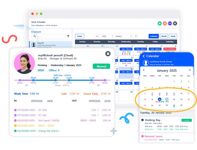 การจัดการกะ และตารางงานได้อย่างสะดวก